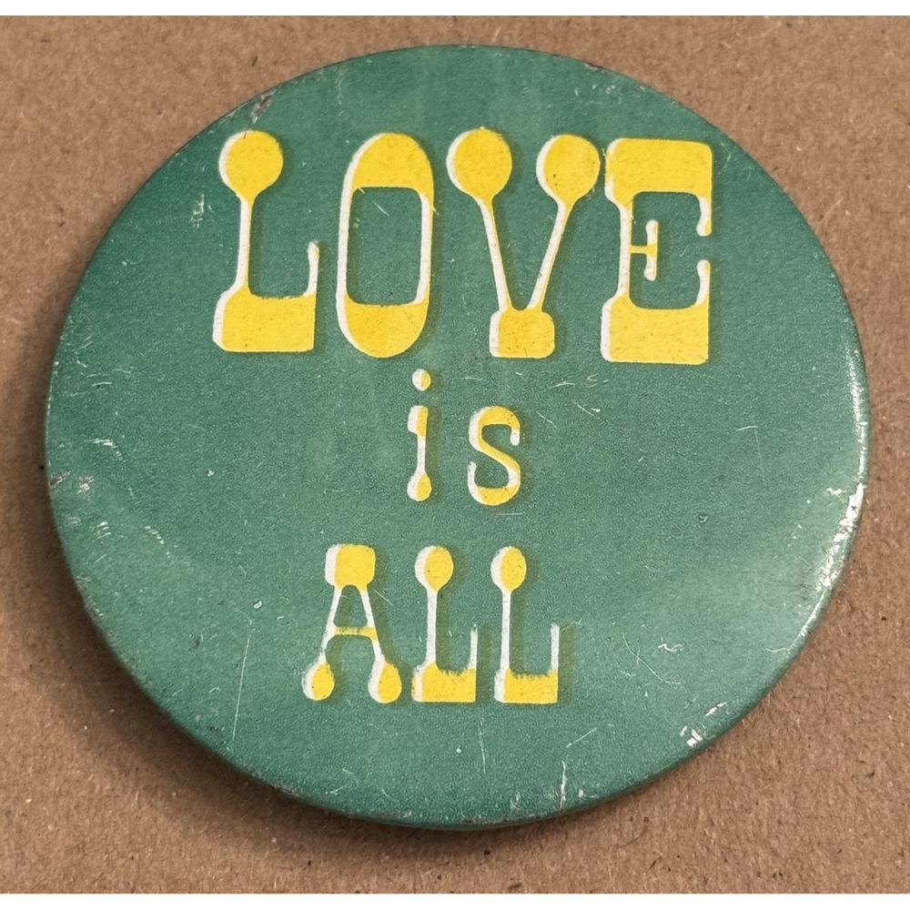 Love Is All Vintage Pinback Button Pin Round Circle